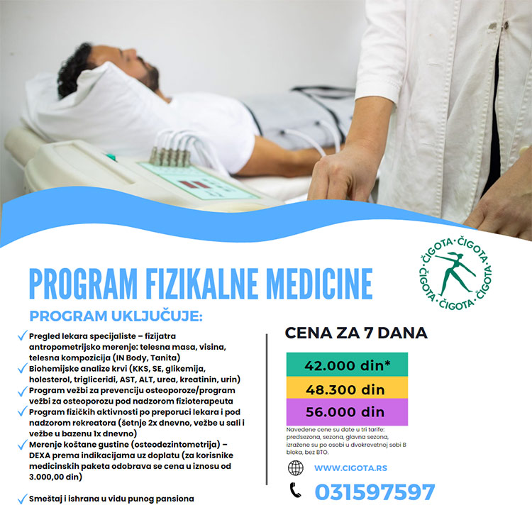 Program fizikalne medicine na Zlatiboru - paketi od 7 dana