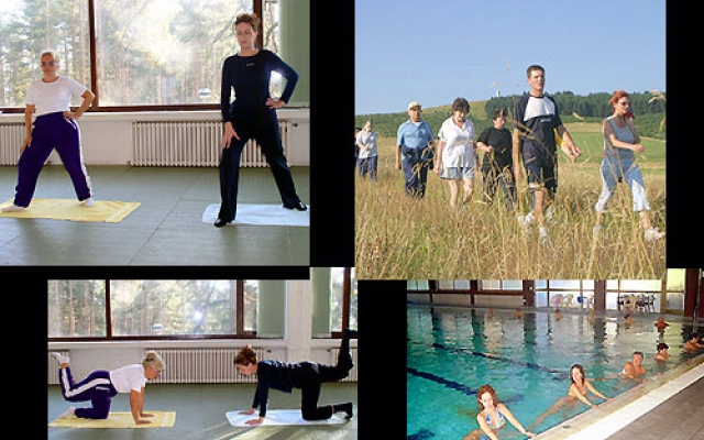 Čigota program exercises in the hall, walk, exercise in the pool