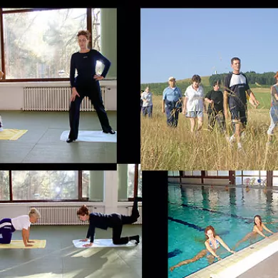 Čigota program exercises in the hall, walk, exercise in the pool